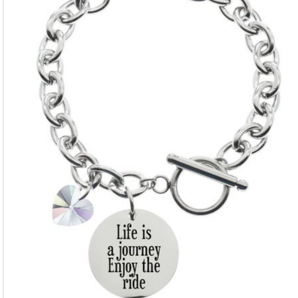 Swarovski crystal/SS Life is a journey.. bracelet